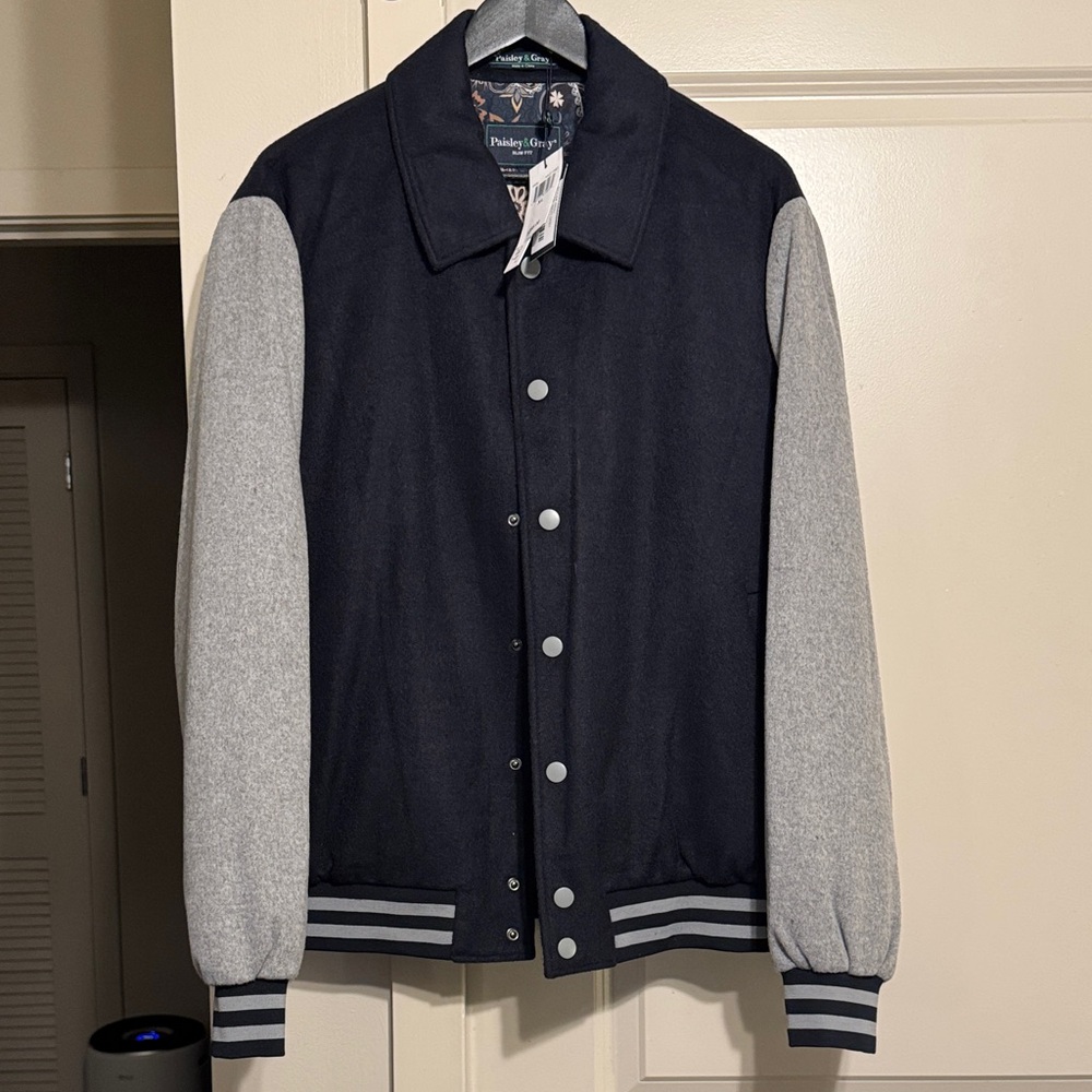 Paisley & Gray Navy and Gray Varsity Jacket